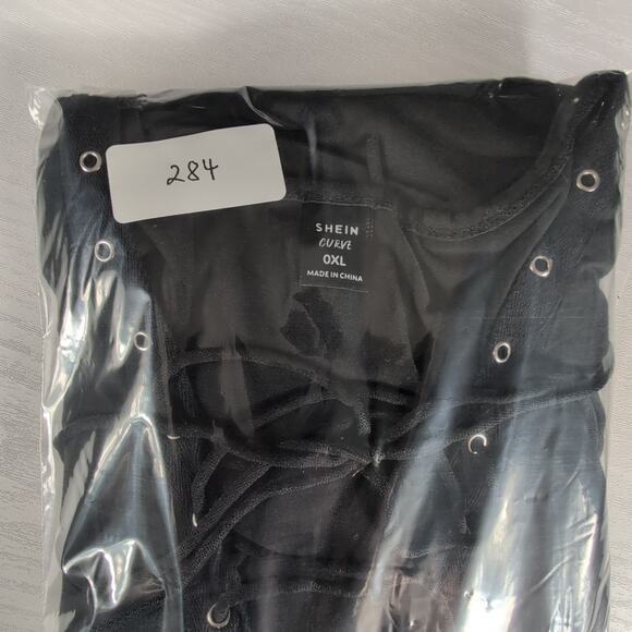 Shein Curve 0X Black Lace-Up Tunic Tee Women's Plus Large Soft Minimalist Top - Picture 10 of 10